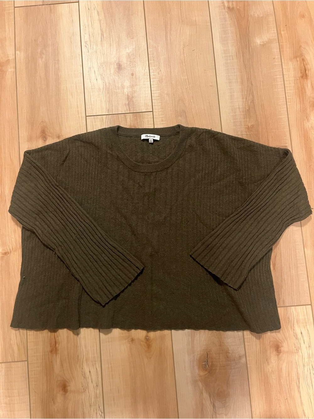Madewell Olive Green Ribbed Crewneck Sweater